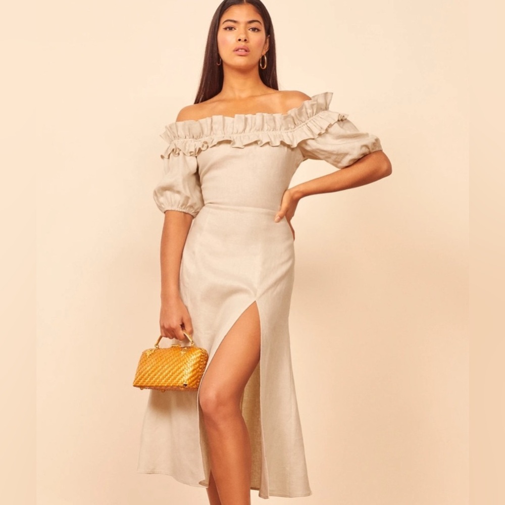 Reformation Marley Off Shoulder Midi Dress, Size 2